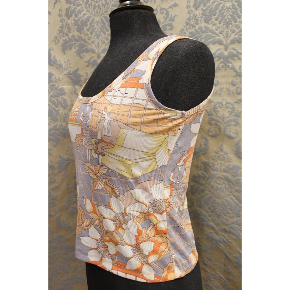 80's Vintage Pastel Art Deco Flappers Crop-Top - Picture 5 of 11